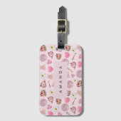 Monogram Gepersonaliseerde Coquette Roze Maan Vrou Bagagelabel (Voorkant (verticaal))
