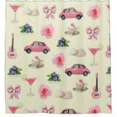 Monogram Gepersonaliseerde Coquette  Zeeschelp Douchegordijn (Voorkant)