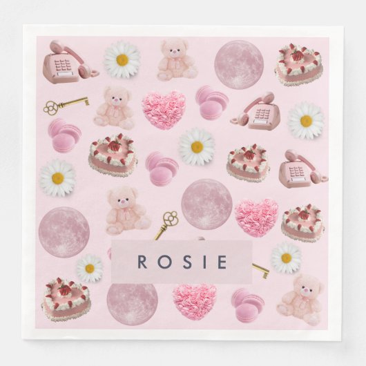 Monogram Gepersonaliseerde Coquette  Zeeschelp Servet (Voorkant)