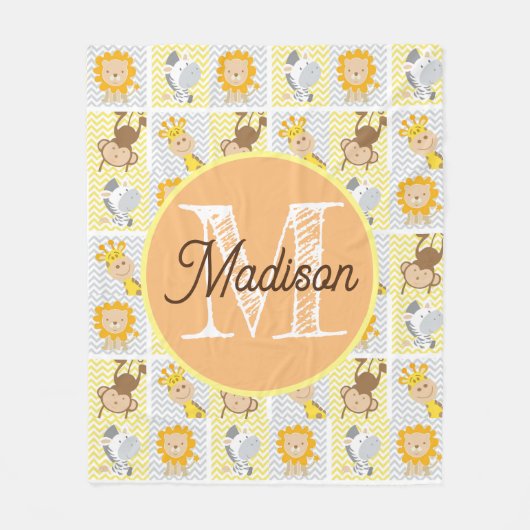 Monogram gepersonaliseerde dierentuin dier fleece  (Voorkant)