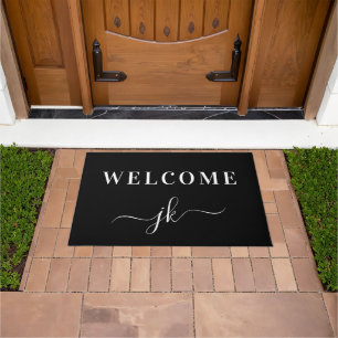Monogram Gepersonaliseerde familienaam Welkom Deurmat
