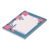 Monogram gepersonaliseerde moderne Floral Blue Nam Notitieblok (Gedraaid)