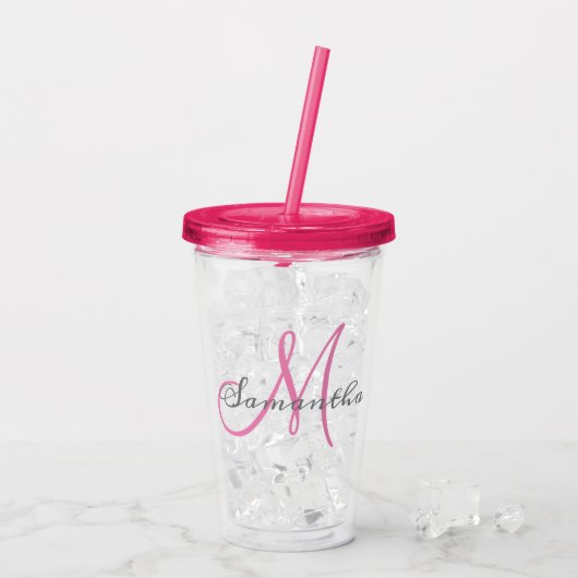 Monogram Gepersonaliseerde Naam Acryl Drinkbeker (Achterkant ijs)