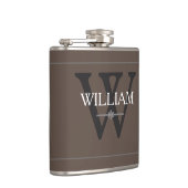 Monogram Gepersonaliseerde Naam Klassieke Tan Heupfles (Rechts)