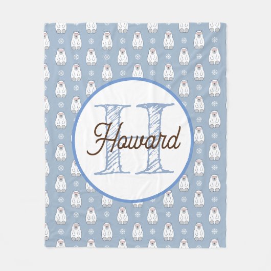 Monogram gepersonaliseerde polar beer fleece deken (Voorkant)