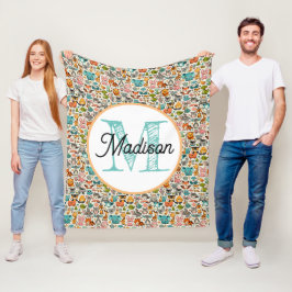 Monogram gepersonaliseerde regenboog fleece deken