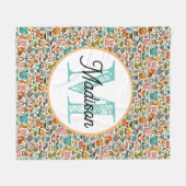 Monogram gepersonaliseerde regenboog fleece deken (Voorkant (Horizontaal))