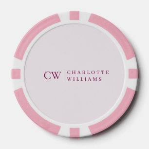 Monogram Gepersonaliseerde Roze Initiaal Poker Chi Chips