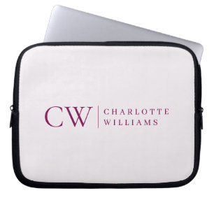Monogram gepersonaliseerde roze Initialen laptopho Laptop Sleeve