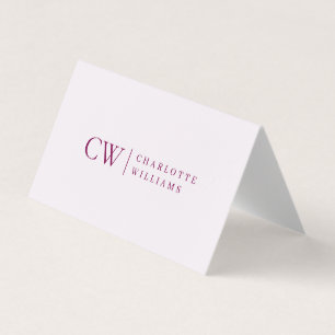 Monogram Gepersonaliseerde Roze Zakelijke Gevouwen Kaart