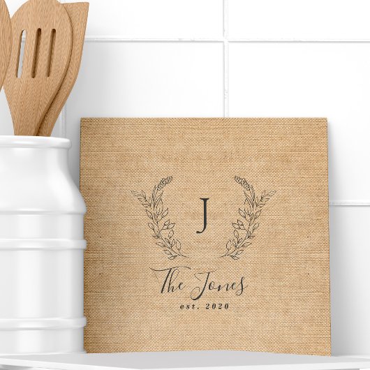 Monogram gepersonaliseerde rustige keukennaam tegeltje