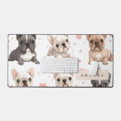 Monogram gepersonaliseerde Schattige Franse Bulldo Bureaumat (Keyboard & Muis)