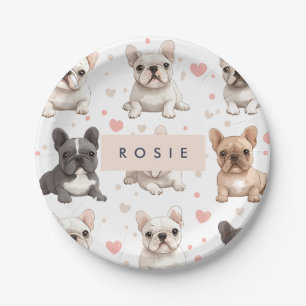 Monogram gepersonaliseerde Schattige Franse Bulldo Papieren Bordje