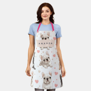 Monogram gepersonaliseerde Schattige Franse Bulldo Schort