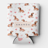 Monogram gepersonaliseerde Schattigee teckel hond Blikjeskoeler (Voorkant)