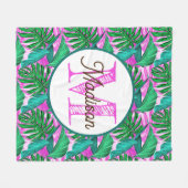 Monogram gepersonaliseerde tropische fleece deken (Voorkant (Horizontaal))
