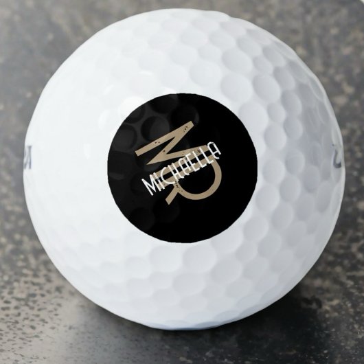 Monogram gepersonaliseerde zwart wit beige naam co golfballen