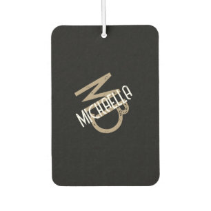 Monogram gepersonaliseerde zwart wit beige tan naa luchtverfrisser