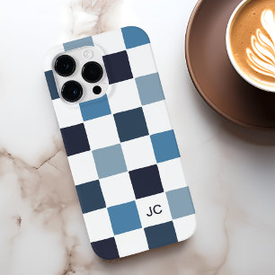 Monogram geruit blauw modern minimalistisch patroo Case-Mate iPhone 14 pro max hoesje