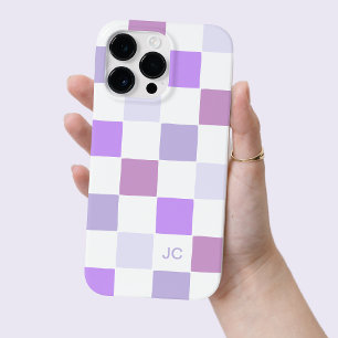 Monogram Geruit Paarse Lavendel Modern Patroon Case-Mate iPhone 14 Pro Max Hoesje