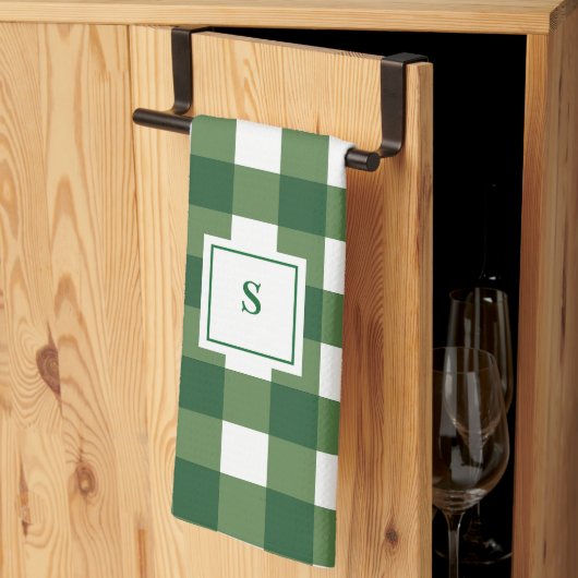 Monogram geruite Gingham Theedoek (Derde Gevouwen)
