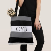 Monogram gestreept All-Over-Print Tas (Dichtbij)