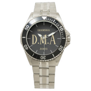 Monogram getuige bruidegom vader bruidegom bruid horloge