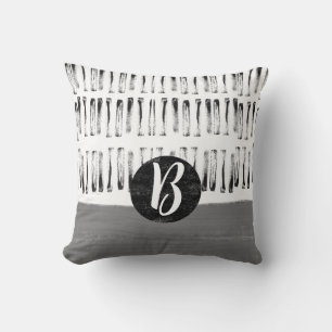 monogram gevarieerd grijs en wit minimalistisch kussen