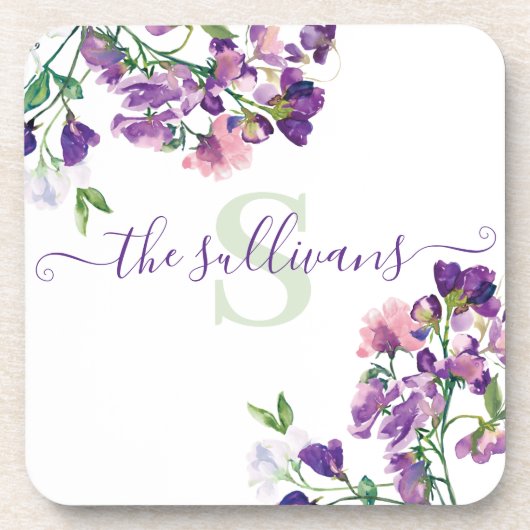 Monogram gezoete erwt Harde plastic onderzetter (Voorkant)