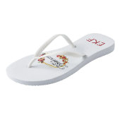 Monogram Gift voor Bruidsmeisje Rood Geel Bloemen Teenslippers (Schuin)