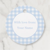 Monogram Gingham Pattern in Soft Baby Blue Bedankjes Labels (Achterkant)
