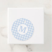 Monogram Gingham Pattern in Soft Baby Blue Bedankjes Labels (In situ)