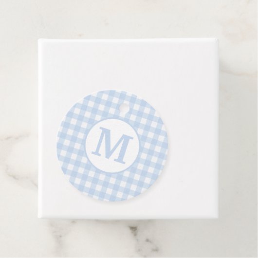 Monogram Gingham Pattern in Soft Baby Blue Bedankjes Labels (In situ)