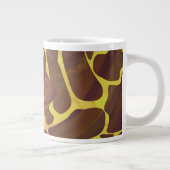 Monogram Giraffe Bruin, Geel afdrukken Extra Grote Mok (Rechts)