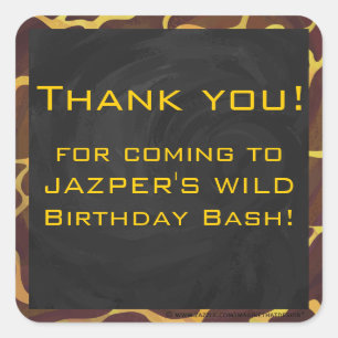 Monogram Giraffe Bruin, Geel afdrukken Vierkante Sticker