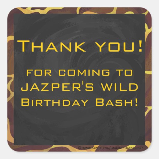 Monogram Giraffe Bruin, Geel afdrukken Vierkante Sticker (Voorkant)