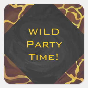 Monogram Giraffe Bruin, Geel afdrukken Vierkante Sticker