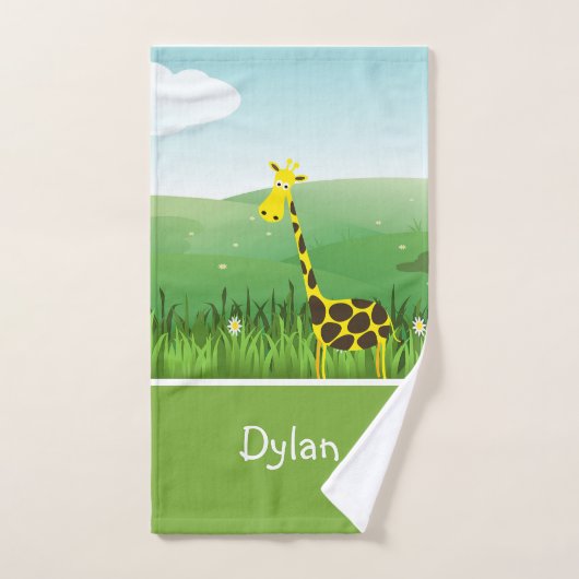 Monogram Giraffe Zoo Animal Baby Boy Towel Set Bad Handdoek (Handdoek)