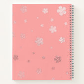Monogram Girly Faux Folie Floral Chic Modern Naam Notitieboek (Achterkant)