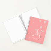Monogram Girly Faux Folie Floral Chic Modern Naam Notitieboek (Binnen)