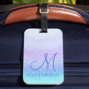 Monogram Girly Glitter Chic Sparkle Modern Name Bagagelabel