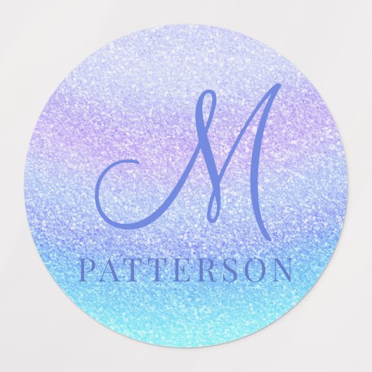 Monogram Girly Glitter Chic Sparkle Modern Name Labels (Design 2)