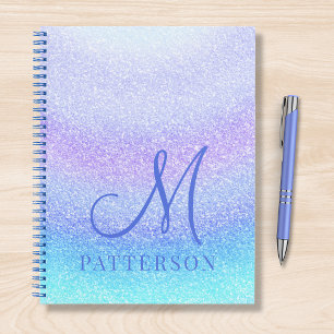 Monogram Girly Glitter Chic Sparkle Modern Name Notitieboek