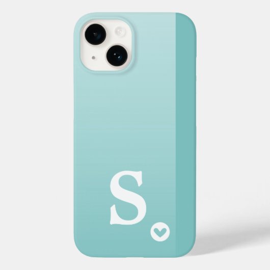 Monogram Girly Mint Green Heart Simple Modern Chic Case-Mate iPhone Case (Achterkant)