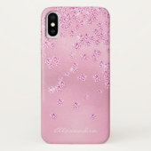 Monogram  Girly Pink Diamond Bling Confetti Case-Mate iPhone Case (Achterkant)
