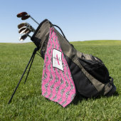 Monogram Girly Pink Fish Pattern Persoonlijk Golfhanddoek (Groen)