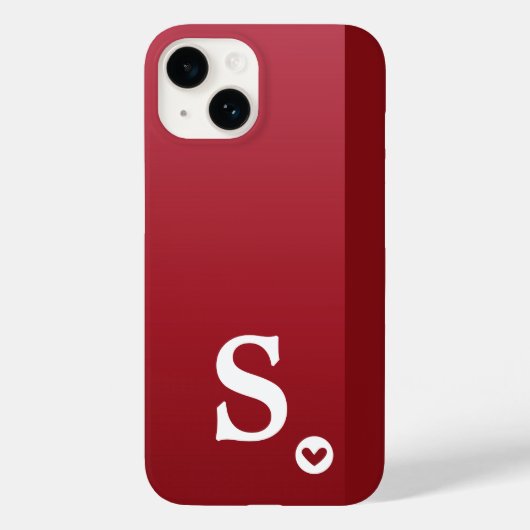 Monogram Girly Red Heart Simple Modern Chic Case-Mate iPhone Case (Achterkant)