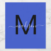 Monogram Girly Script Wijn Etiket (Enkel label)