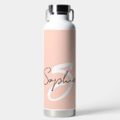 Monogram girly stijl zacht roze waterfles (Voorkant)
