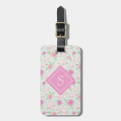 Monogram Girly Tea Cups Bagagelabel (Voorkant verticaal)